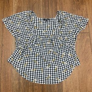 Madewell women’s black/white top blouse sz Medium